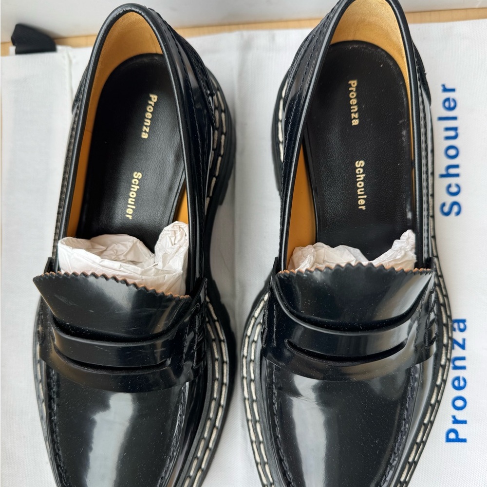 Proenza Schouler Black Patent Leather Platform Loafers - Picture 3 of 6